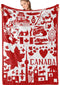 Canadian Blanket, Canadian Gifts, Canada Flannel Blanket for Canadians, Patriotic, INNObeta Soft Throw Blanket for Women, Kids, Her, Adults, Friends, Wife, Bed, Sofa Blanket - Red 50"x 65"